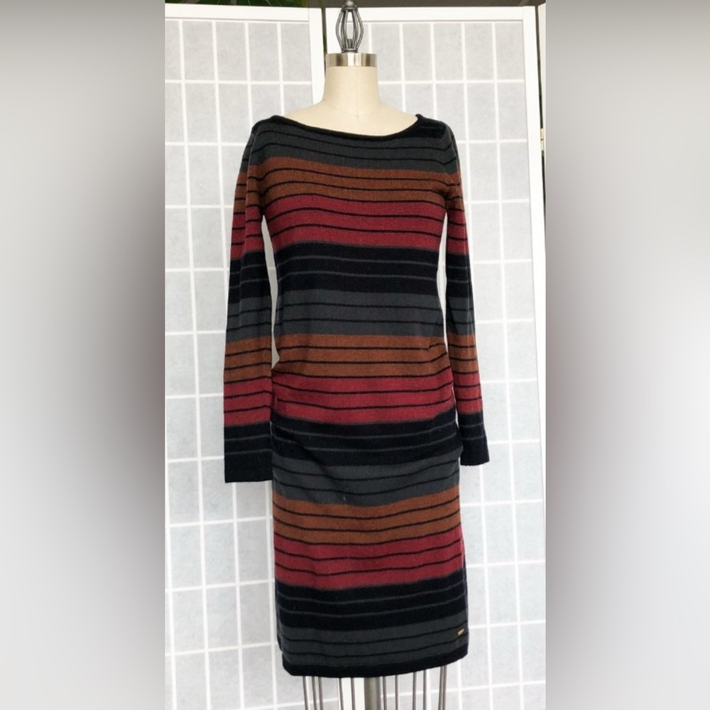 Lacoste merino 100% wool Multicolor Striped Long Sleeve Dress size 36 dress